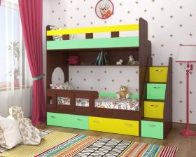 Детская двухъярусная кровать Юниор-1 Белый/Синий Распродажа в Брянске - bryansk.katalogmebeli.com | фото 4