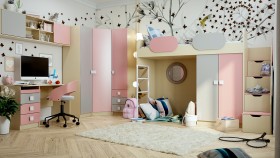 Детская комната Грэйси (Розовый/Серый/корпус Клен) в Брянске - bryansk.katalogmebeli.com | фото
