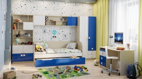 Детская комната Скай Люкс (Синий/Белый/корпус Клен) в Брянске - bryansk.katalogmebeli.com | фото