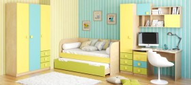Детская комната Смайли (Желтый/Голубой/Зеленый/корпус Клен) в Брянске - bryansk.katalogmebeli.com | фото