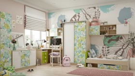 Детская комната Твит (Белый/Зеленый/корпус Клен) в Брянске - bryansk.katalogmebeli.com | фото