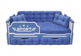 Кровать 160 серии Спорт 2 ящика 85 Синий (подушки) в Брянске - bryansk.katalogmebeli.com | фото