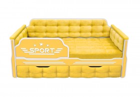 Кровать 190 серии Спорт 2 ящика 74 Жёлтый (мягкие боковые накладки) в Брянске - bryansk.katalogmebeli.com | фото