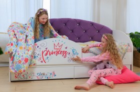 Кровать детская Эльза с бортиком Принцесса Белый/Фиолетовый в Брянске - bryansk.katalogmebeli.com | фото