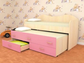 Кровать детская Нимфа двухместная 2.0 Дуб молочный/Розовый в Брянске - bryansk.katalogmebeli.com | фото
