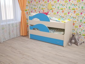 Кровать детская Радуга 1600 Млечный дуб/Голубой в Брянске - bryansk.katalogmebeli.com | фото