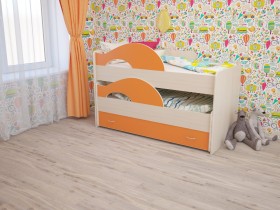 Кровать детская Радуга 1600 Млечный дуб/Оранжевый в Брянске - bryansk.katalogmebeli.com | фото