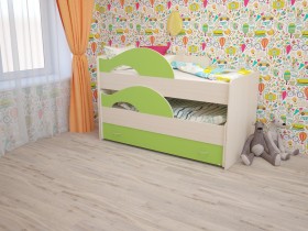 Кровать детская Радуга 1600 Млечный дуб/Салатовый в Брянске - bryansk.katalogmebeli.com | фото