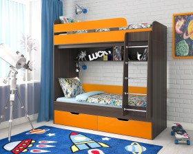Кровать двухъярусная Юниор-5  Бодего/Оранжевый в Брянске - bryansk.katalogmebeli.com | фото