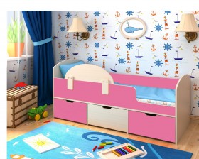 Кровать Малыш-мини Дуб молочный/Розовый в Брянске - bryansk.katalogmebeli.com | фото
