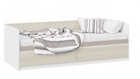 Кровать «Сканди» с 2 ящиками Дуб Гарден/Белый/Глиняный серый в Брянске - bryansk.katalogmebeli.com | фото