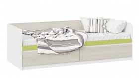 Кровать «Сканди» с 2 ящиками Дуб Гарден/Белый/Зеленый в Брянске - bryansk.katalogmebeli.com | фото