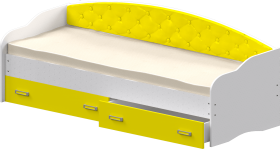 Кровать Софа-7 с мягкой спинкой (800х2000) Белый/Желтый в Брянске - bryansk.katalogmebeli.com | фото