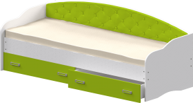Кровать Софа-8 с мягкой спинкой (900х1900) Белый/Лайм в Брянске - bryansk.katalogmebeli.com | фото