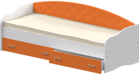 Кровать Софа-8 с мягкой спинкой (900х1900) Белый/Оранжевый в Брянске - bryansk.katalogmebeli.com | фото
