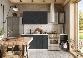 Кухонный гарнитур Нувель 1800мм белый/бетон черный в Брянске - bryansk.katalogmebeli.com | фото