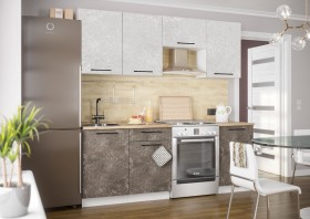 Кухонный гарнитур Нувель 2100мм белый/бетон коричневый в Брянске - bryansk.katalogmebeli.com | фото
