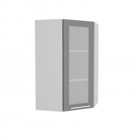 Квадро ВПУС 550 шкаф верхний угловой со стеклом высокий (Железо/корпус Серый) в Брянске - bryansk.katalogmebeli.com | фото