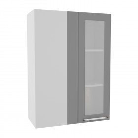 Квадро ВПУС 650 шкаф верхний угловой со стеклом высокий (Ваниль кожа/корпус Серый) в Брянске - bryansk.katalogmebeli.com | фото