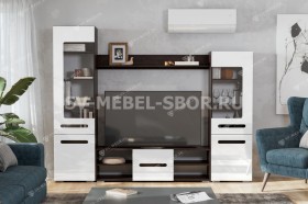 Мебель для гостиной МГС 6 (Исполнение 1/Венге/Белый глянец) в Брянске - bryansk.katalogmebeli.com | фото 1