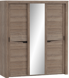 Шкаф трехдверный Соренто с раздвижными дверями Дуб стирлинг/Кофе структурный матовый в Брянске - bryansk.katalogmebeli.com | фото